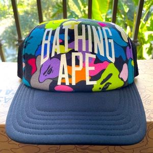 Bape NYC Logo Multi-Camo Trucker Hat - brand new